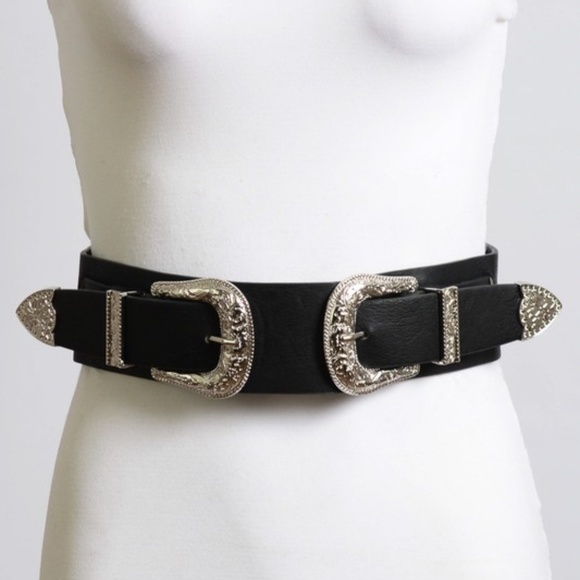 ⚡FLASH SALE⚡Double Trouble-Buckle Belt: Ebony - Picture 1 of 4